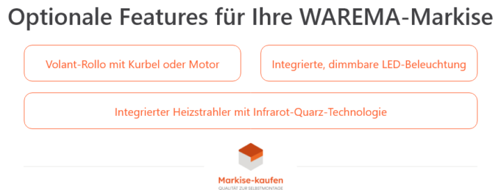 Infografik zu den optionalen Features für die WAREMA Markisen